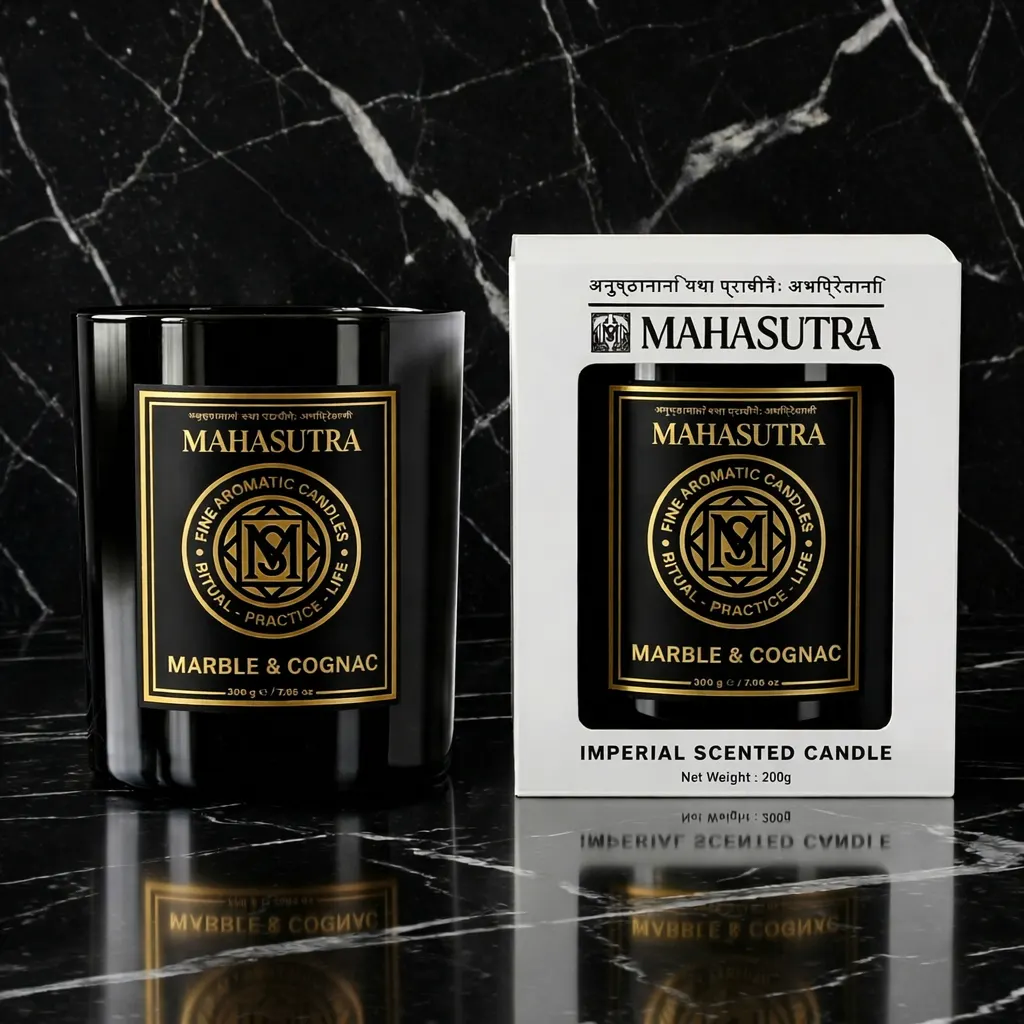 Fine Aromatic Candle Marble & Cognac by Mahasutra, view 3
