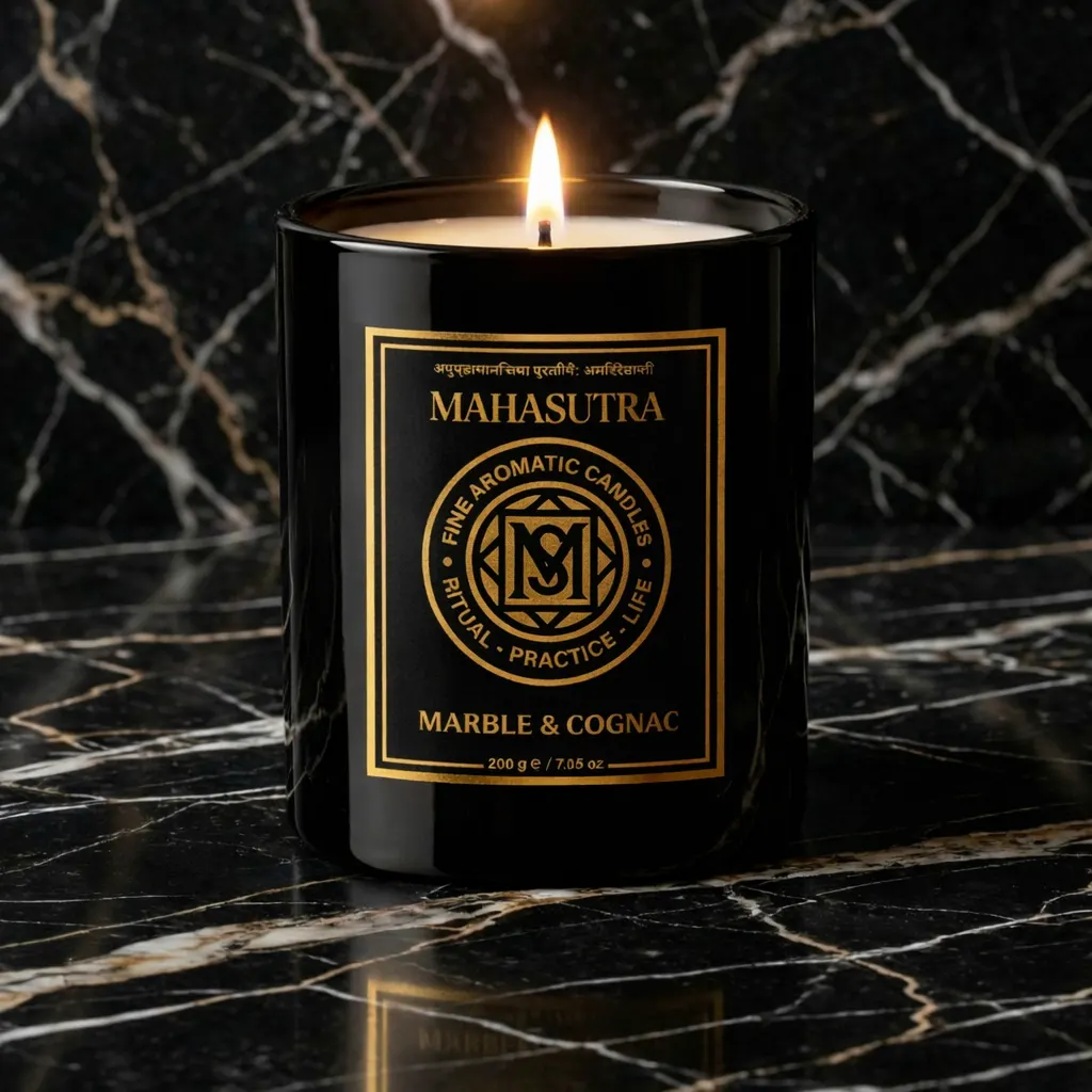Fine Aromatic Candle Marble & Cognac by Mahasutra, view 2