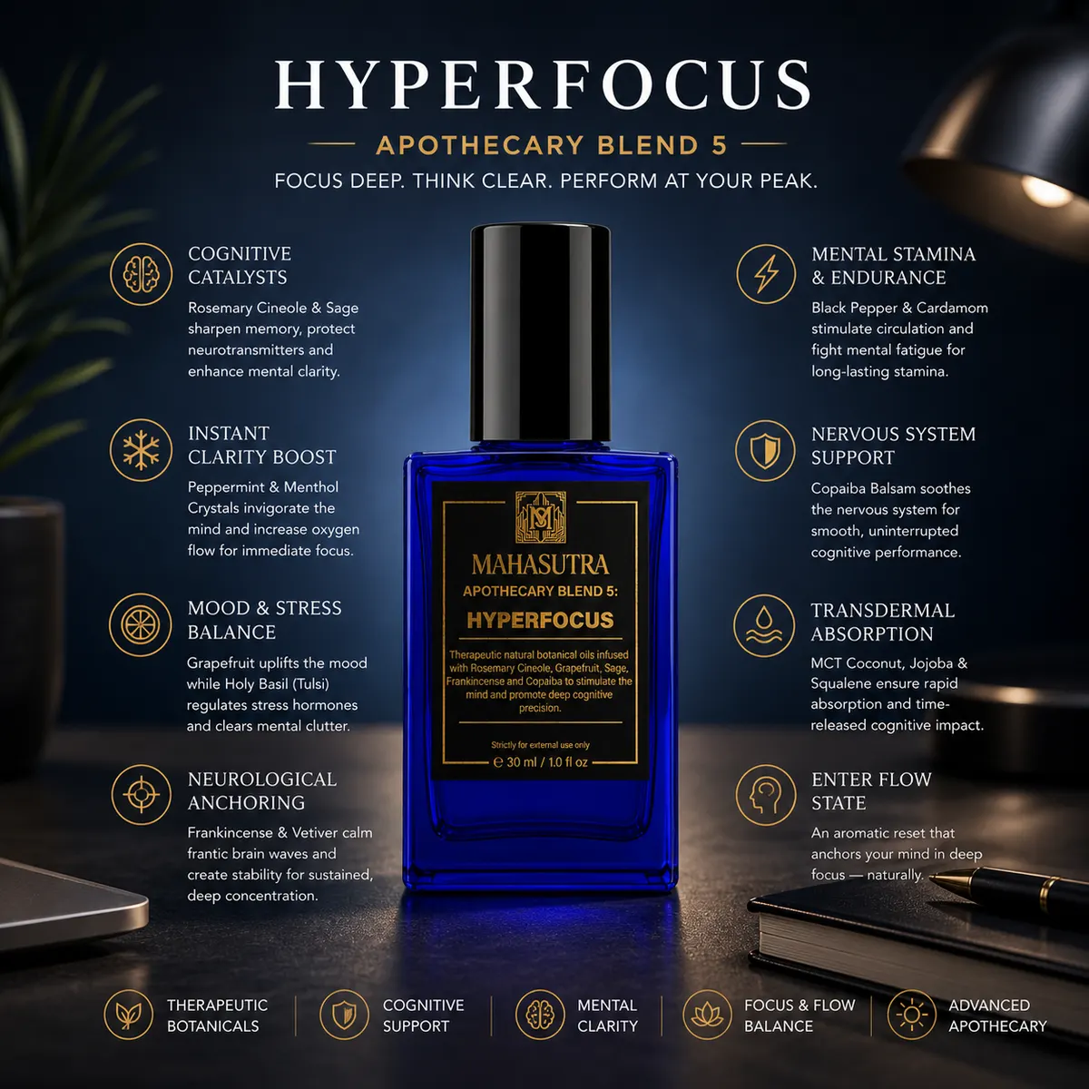 Hyperfocus Oil 30ml roll-on by Mahasutra, view 4
