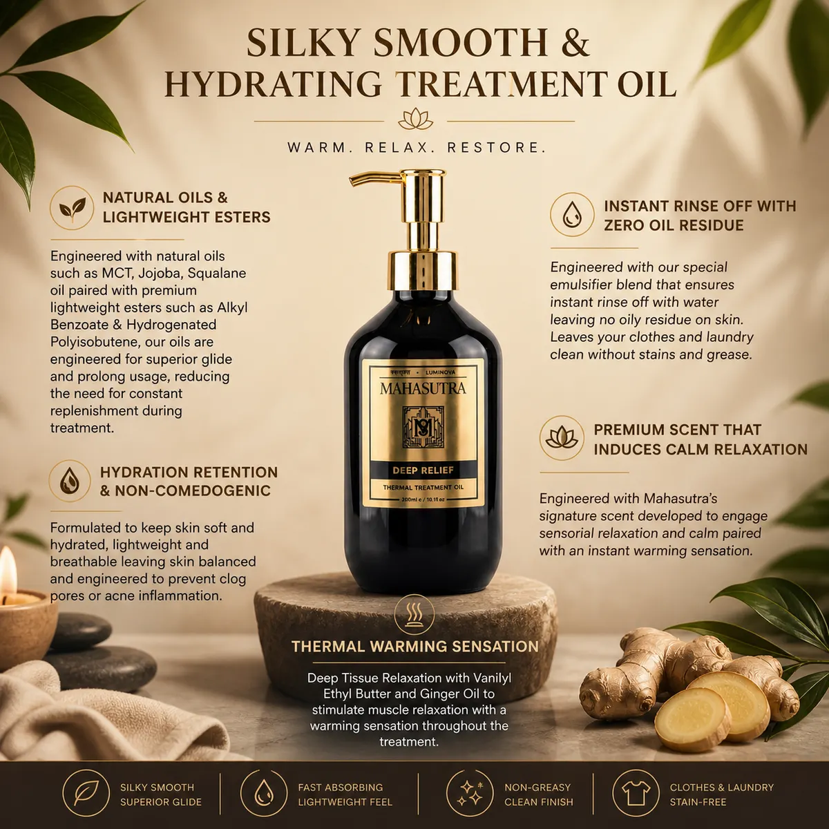 Deep Relief Thermal Treatment Oil 300ml by Mahasutra, view 3