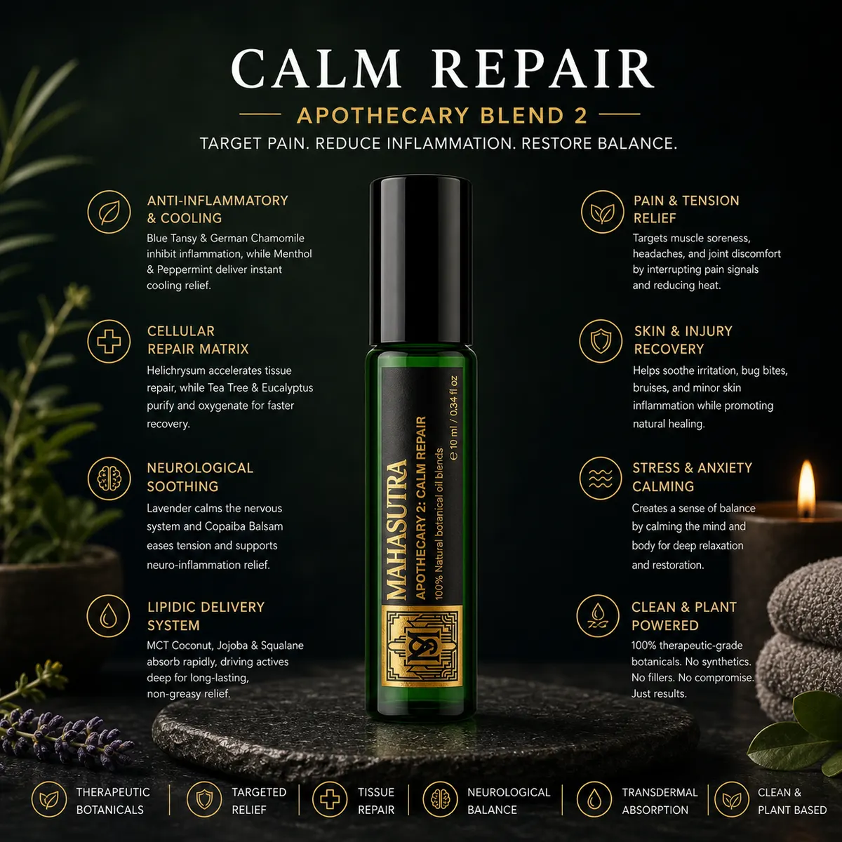 Calm Repair Oil 10ml roll-on by Mahasutra, view 4