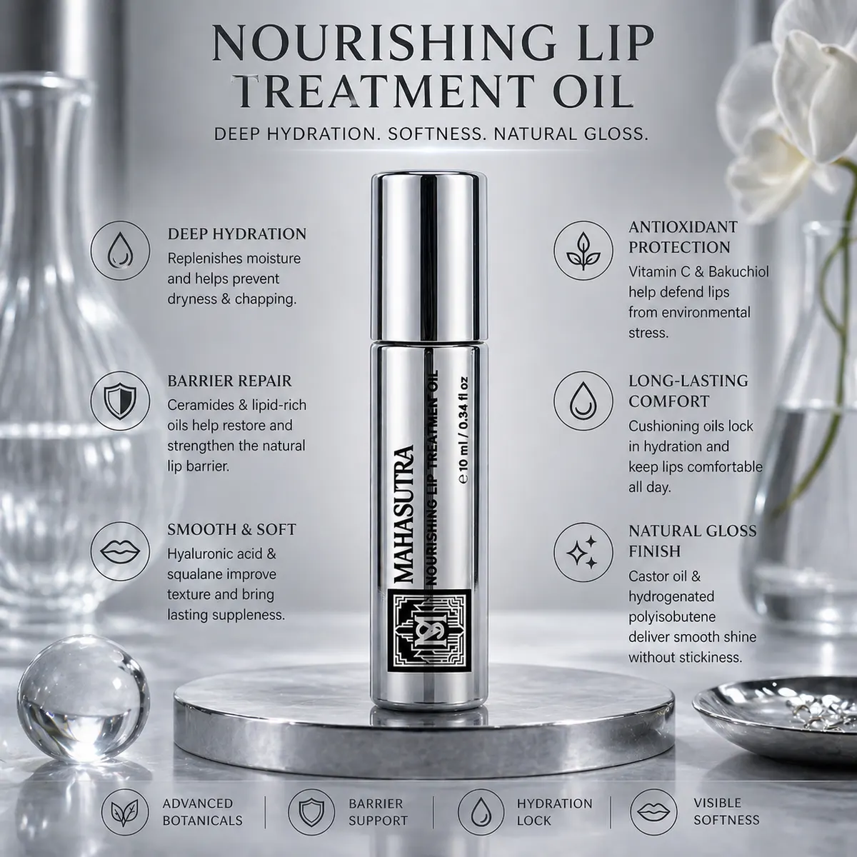 Nourish & Restore Lip Oil by Mahasutra, view 4