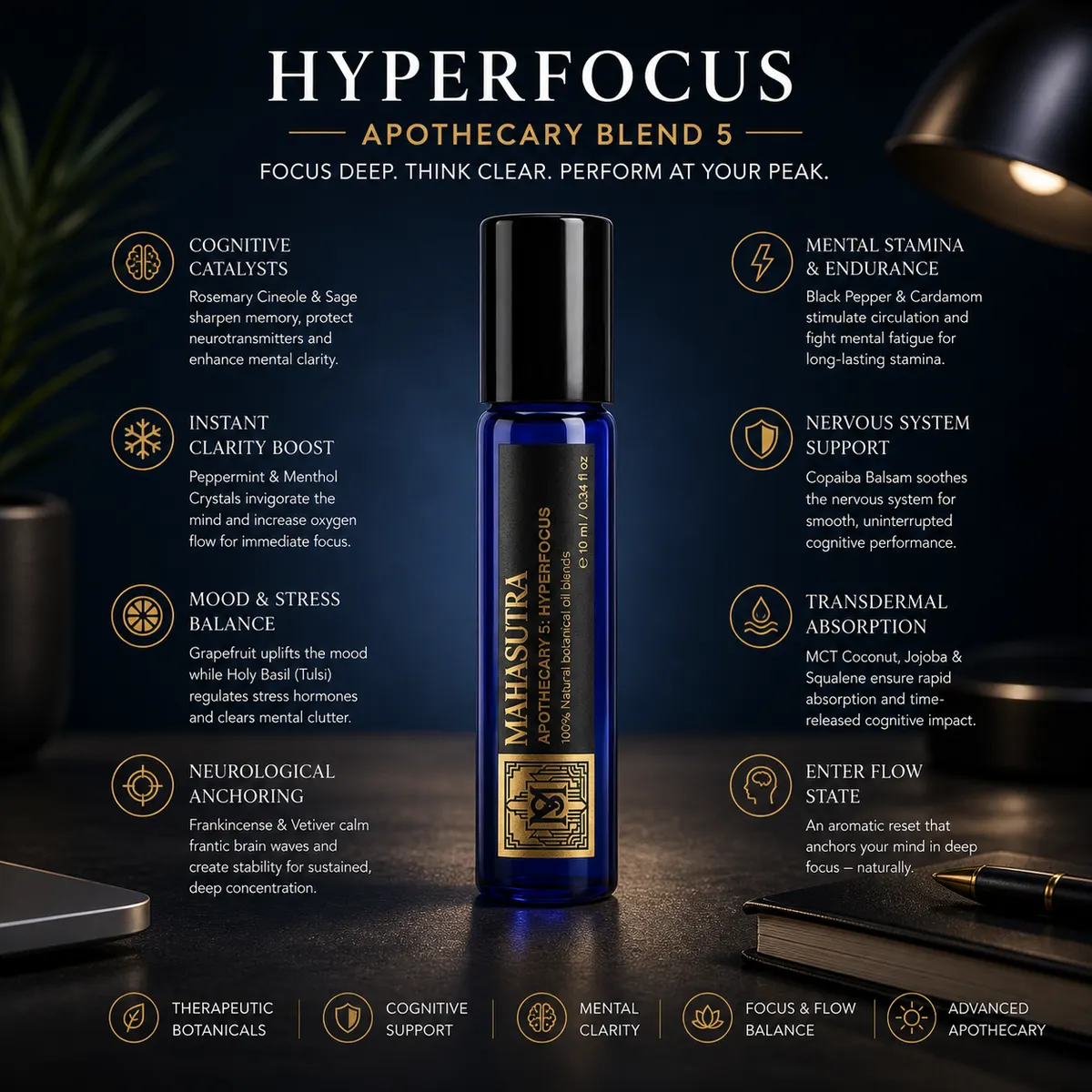 Hyperfocus Oil 10ml roll-on by Mahasutra, view 4